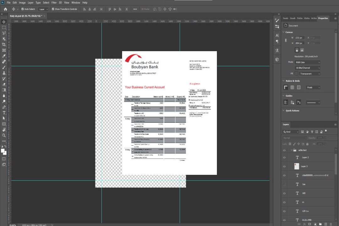 Modèle Word et PDF de relevé de compte d'entreprise de Boubyan Bank template Modèle Word et PDF de relevé de compte d'entreprise de Boubyan Bank template